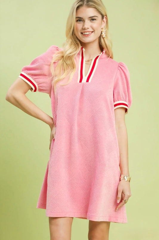 Solid Jacquard Mini Dress