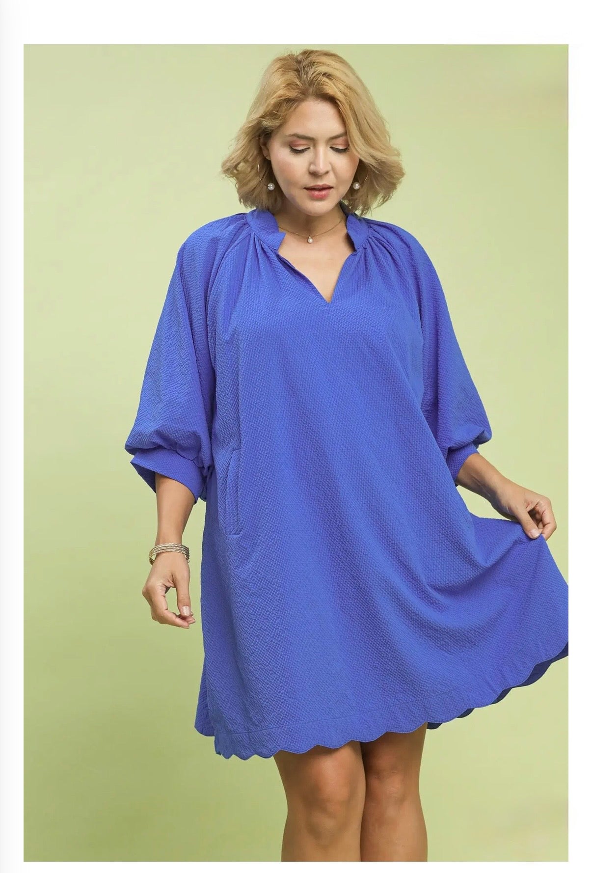 Textured Pocket Mini Dress Curvy
