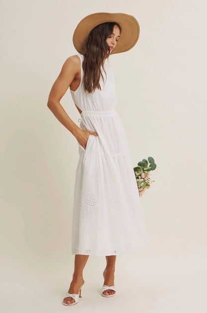 Seashell Eyelet Midi Dress