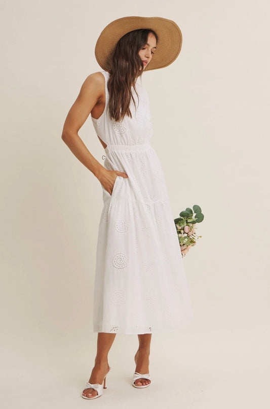 Seashell Eyelet Midi Dress