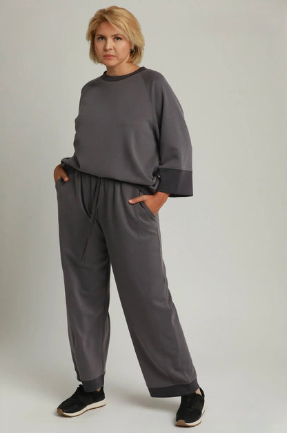 Colorblock Straight Pants Curvy