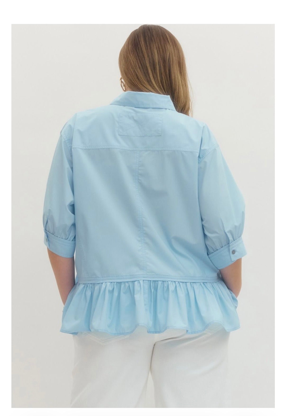 Solid Button-Down Top Curvy