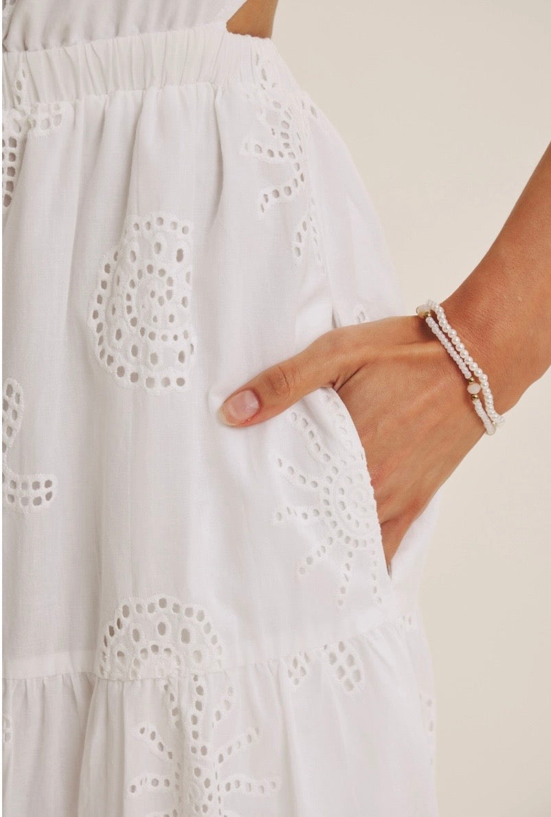Seashell Eyelet Midi Dress