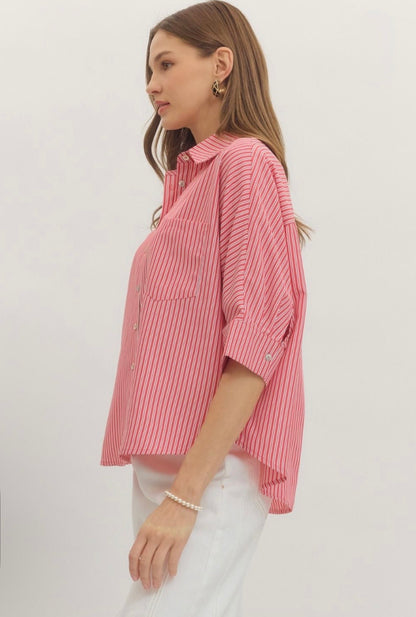 Striped Button Up Top