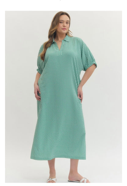 Gingham Midi Dress Curvy
