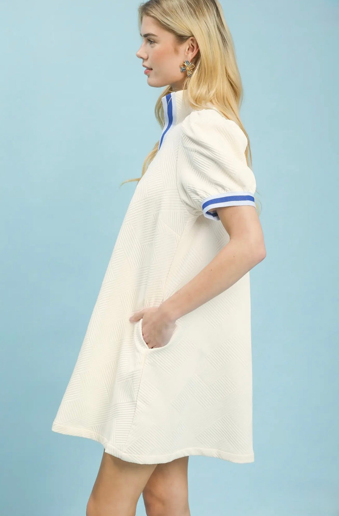 Solid Jacquard Mini Dress