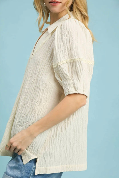 Textured Puff Sleeve Top