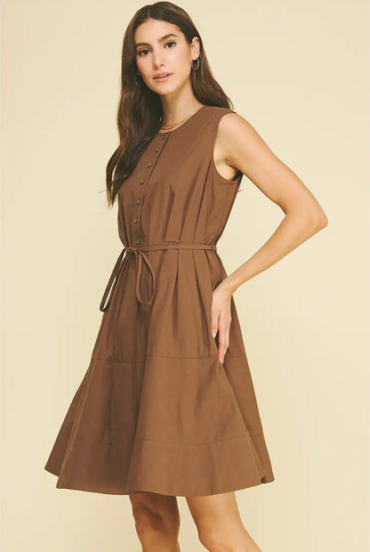 Button Down Sleeveless Mini Dress
