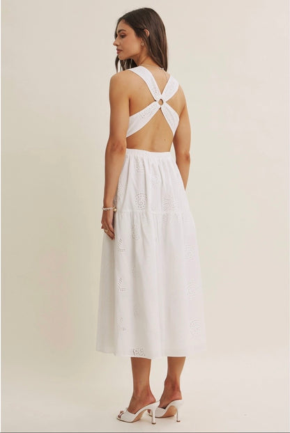 Seashell Eyelet Midi Dress