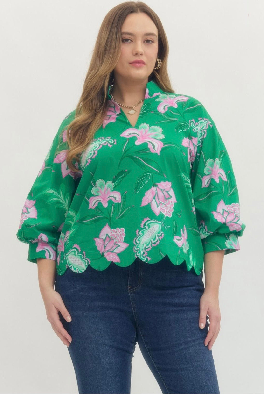 Floral Print Top Curvy