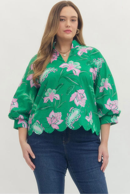 Floral Print Top Curvy