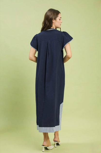 Abstract Applique Midi Dress