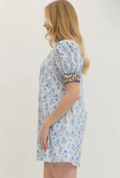 Cheetah Trim Mini Dress