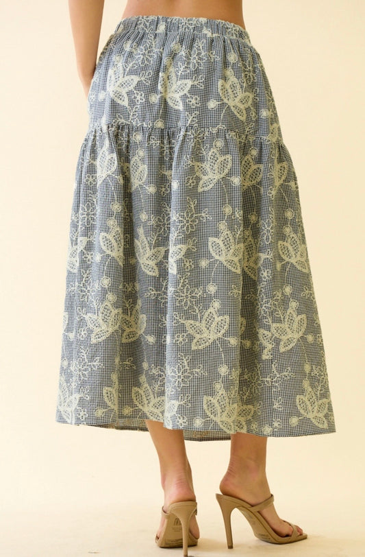 Embroidered Midi Skirt (Set)