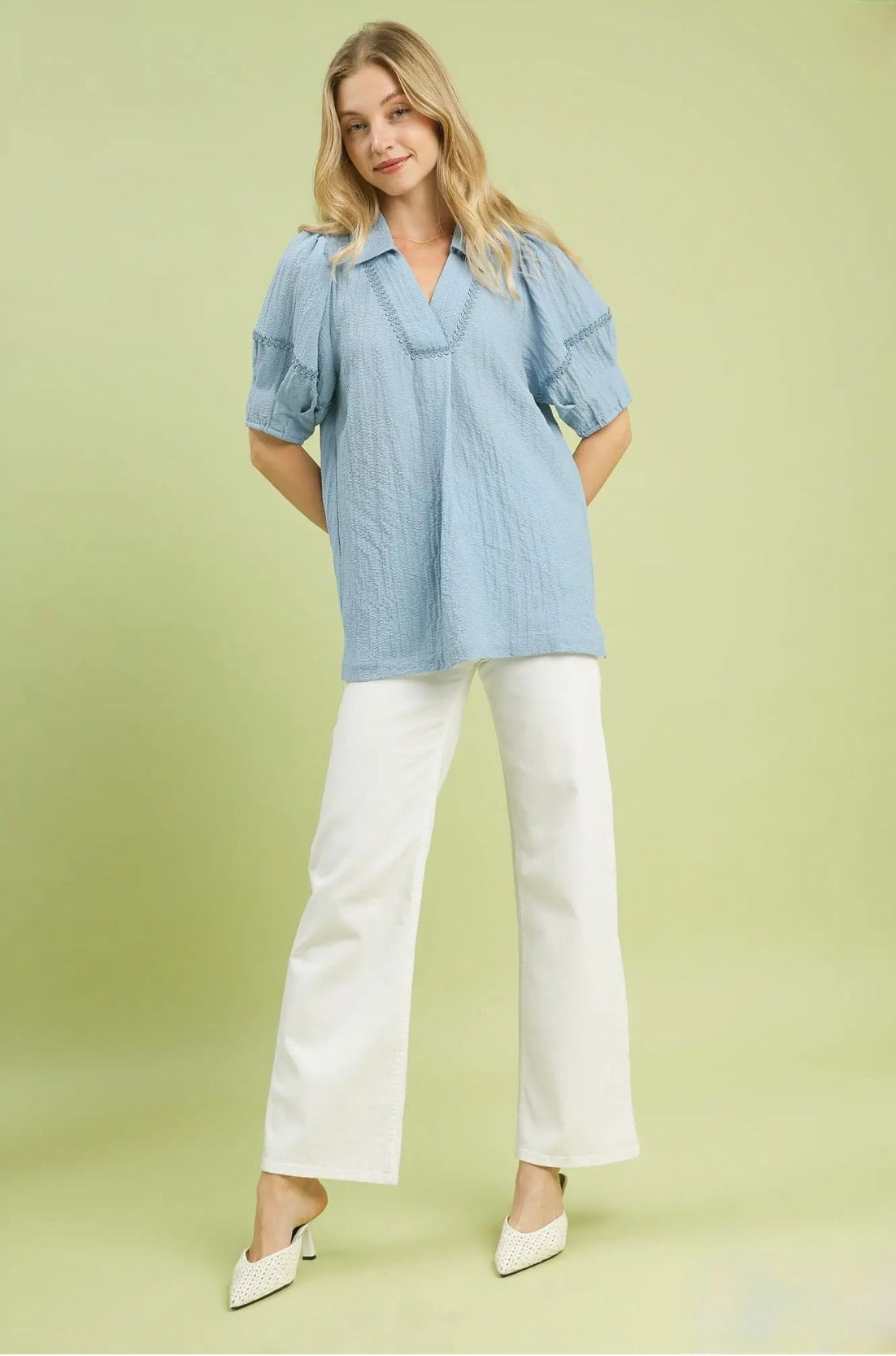 Textured Puff Sleeve Top
