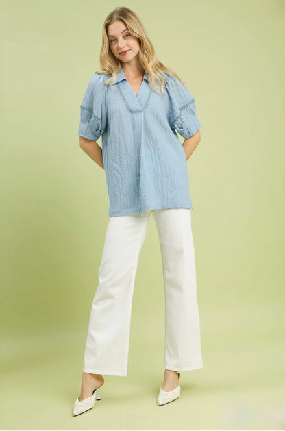 Textured Puff Sleeve Top