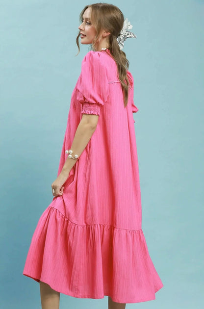 Puff Sleeve Midi Dress