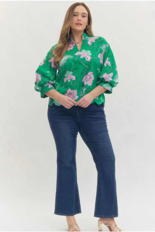Floral Print Top Curvy