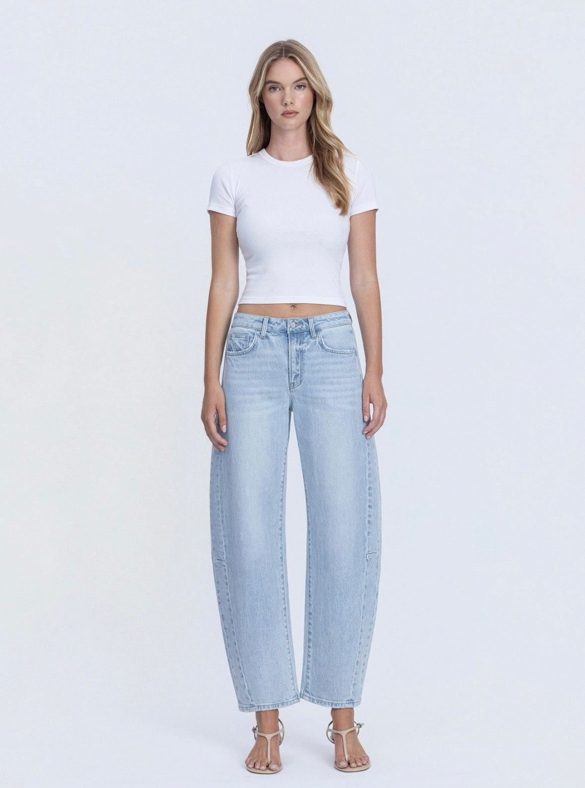 High Rise Crop Barrel Jean