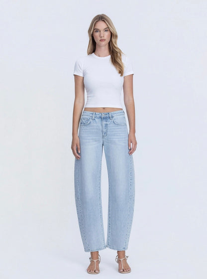 High Rise Crop Barrel Jean