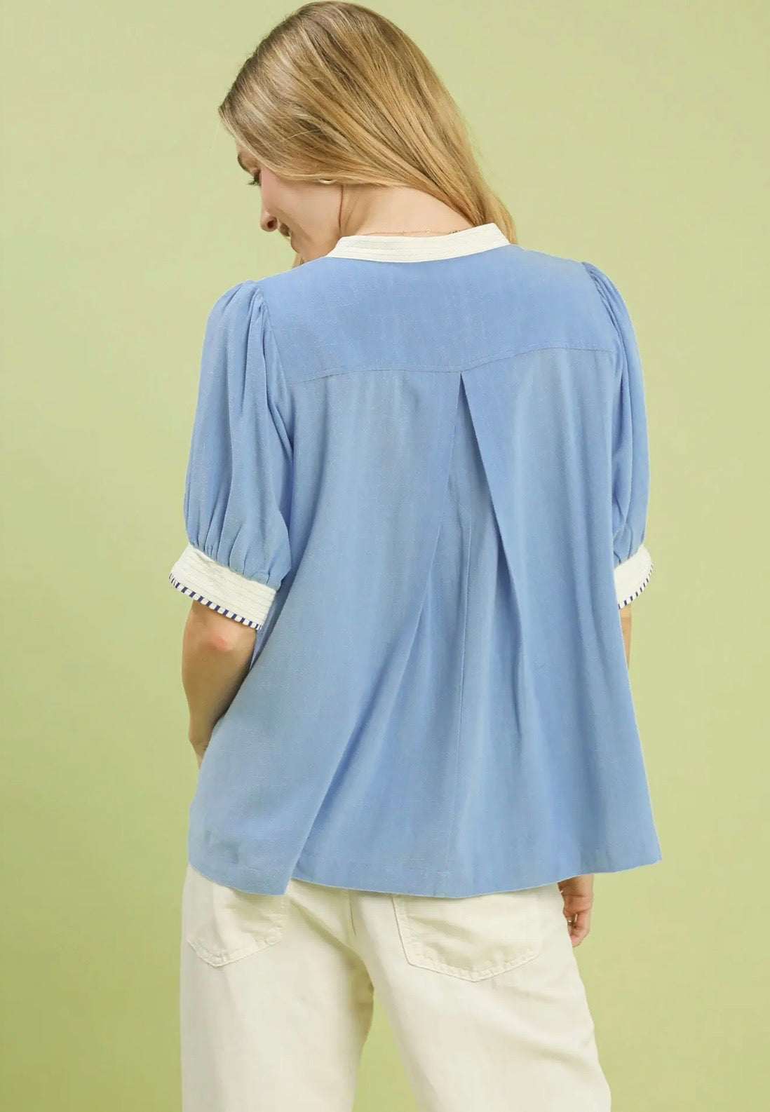 Linen Contrast Top
