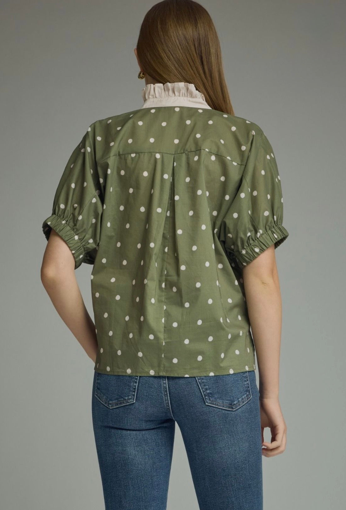 Polka Dot Puff Sleeve Top