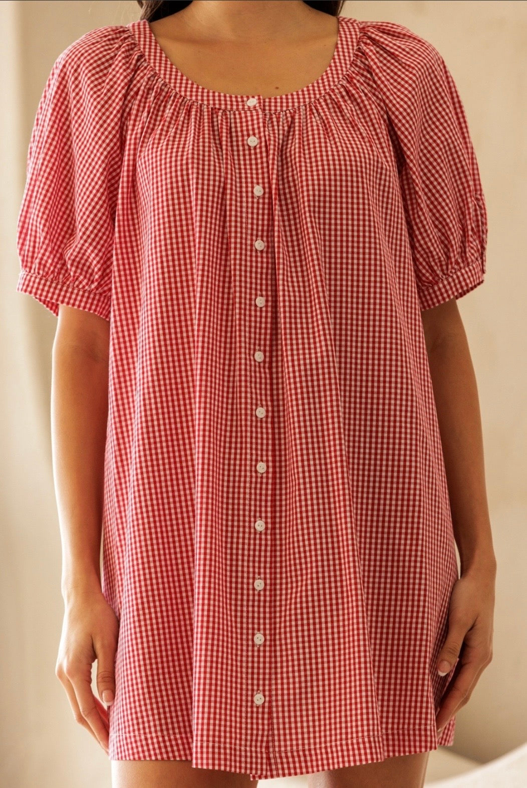Gingham Babydoll Mini Dress