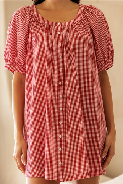 Gingham Babydoll Mini Dress