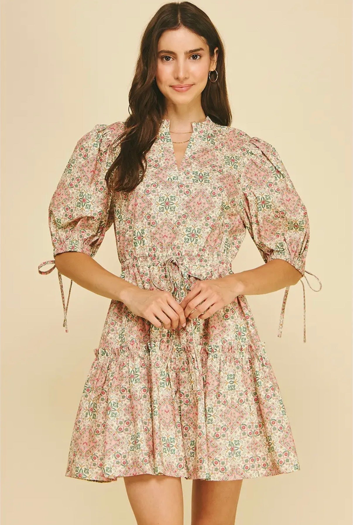 Boho Floral Print Mini Dress