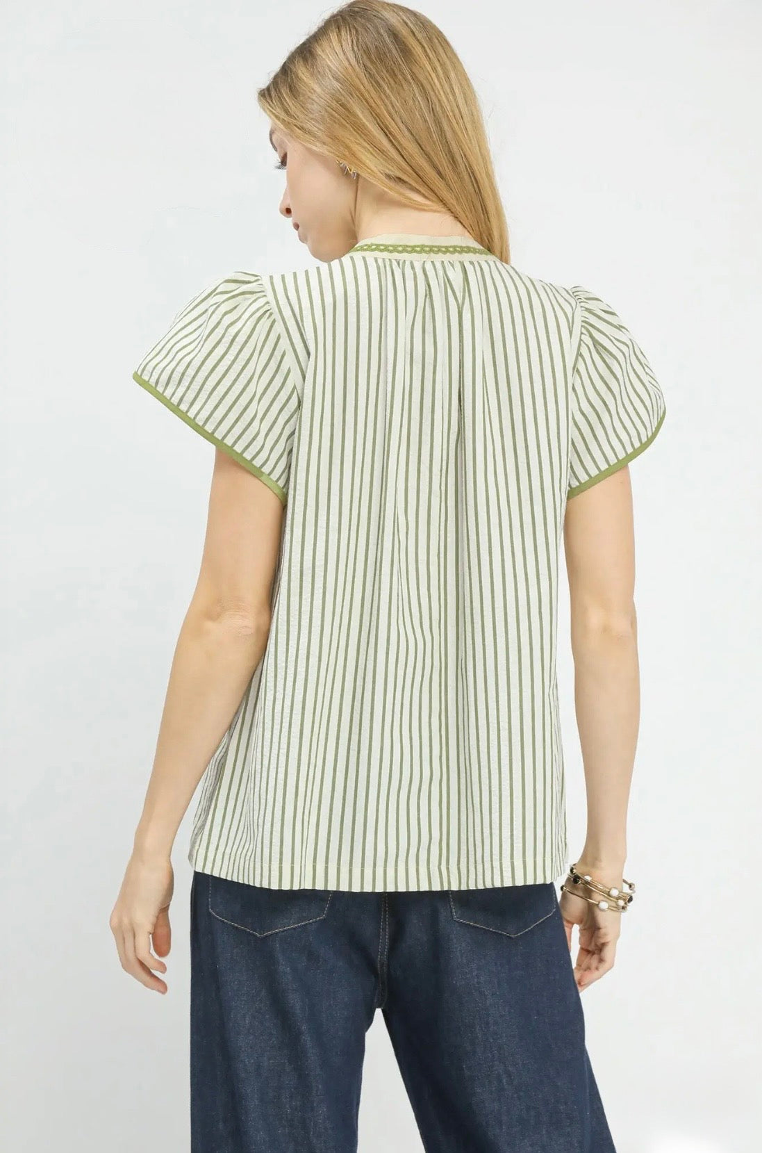 Striped Lace Trim Top