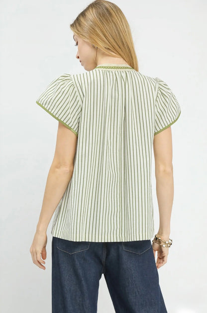 Striped Lace Trim Top