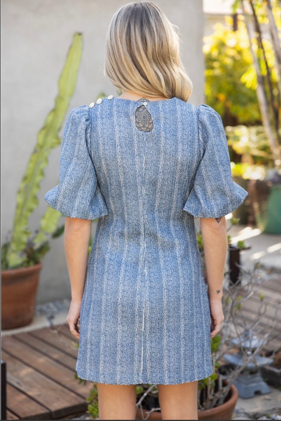 Gold Button Shift Dress