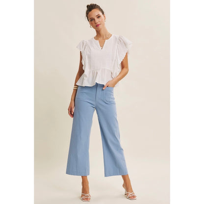 Eyelet Ruffled Cotton Poplin Blouse