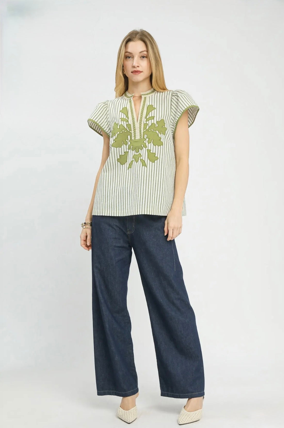 Striped Lace Trim Top