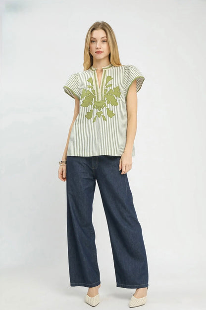 Striped Lace Trim Top
