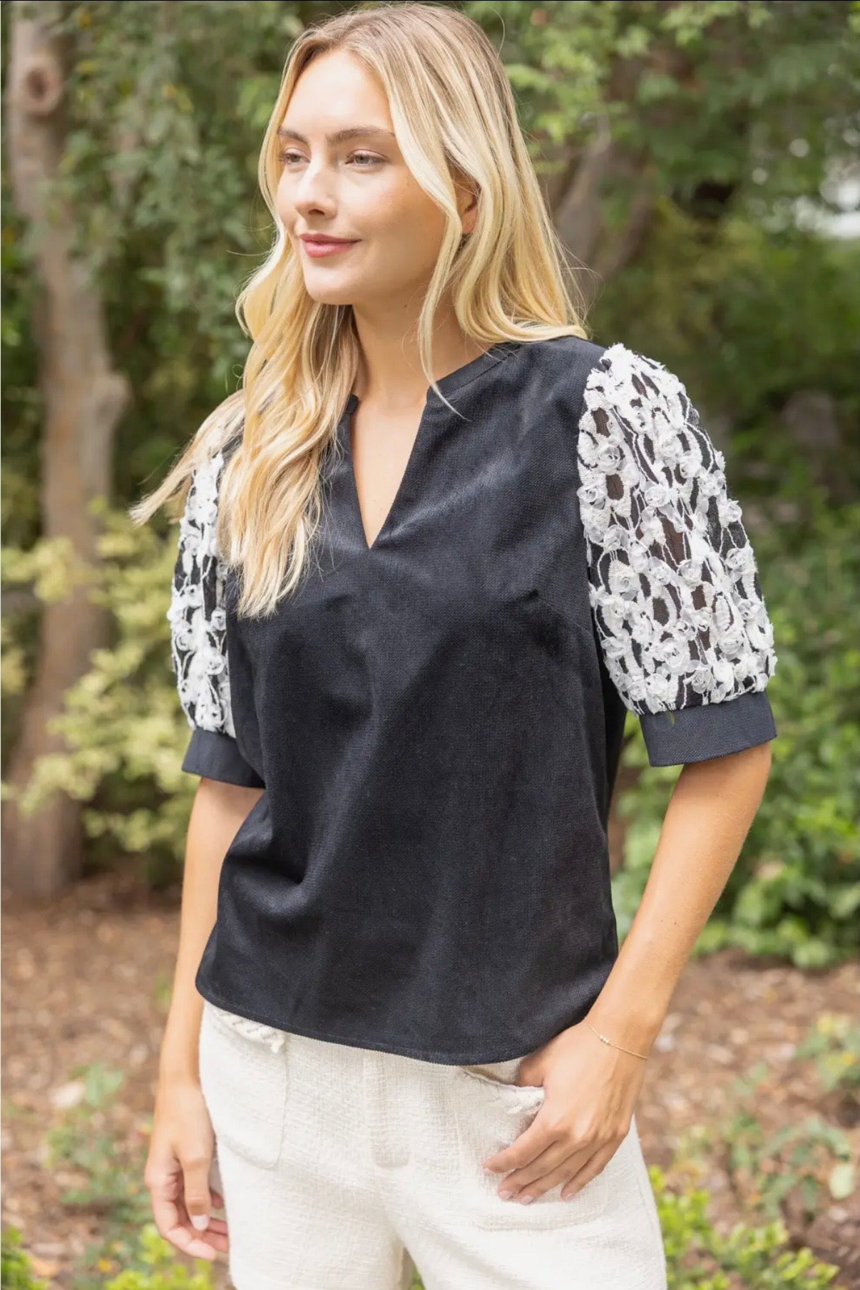 Lace Sleeve Top