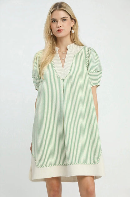 Pinstripe Shift Dress