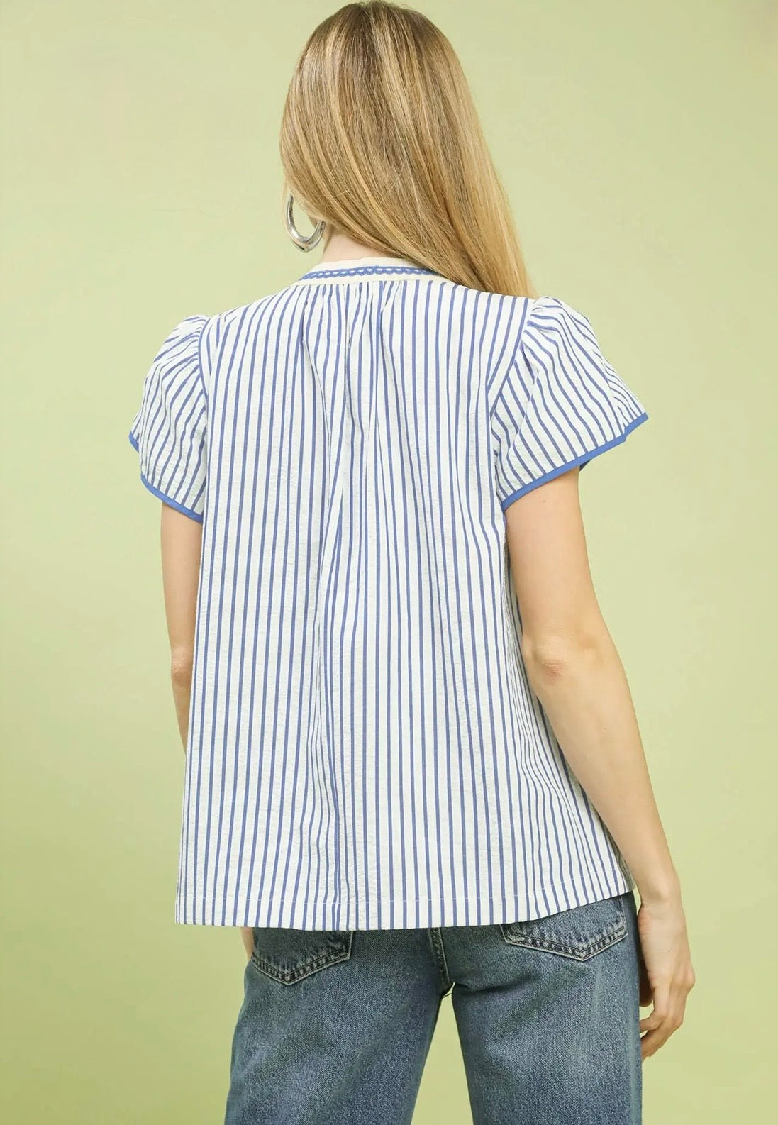 Striped Lace Trim Top