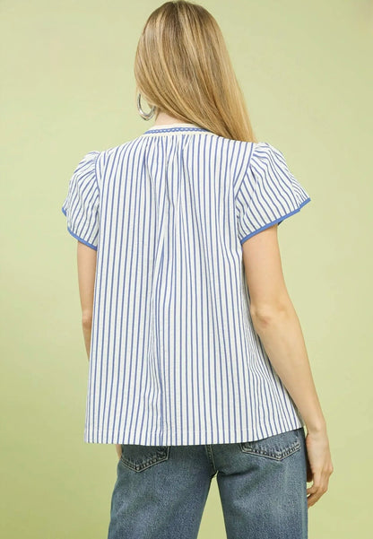 Striped Lace Trim Top