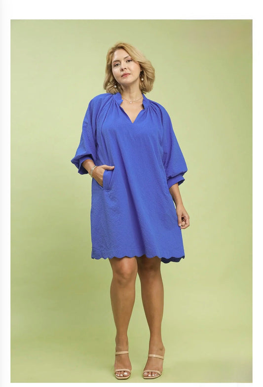 Textured Pocket Mini Dress Curvy