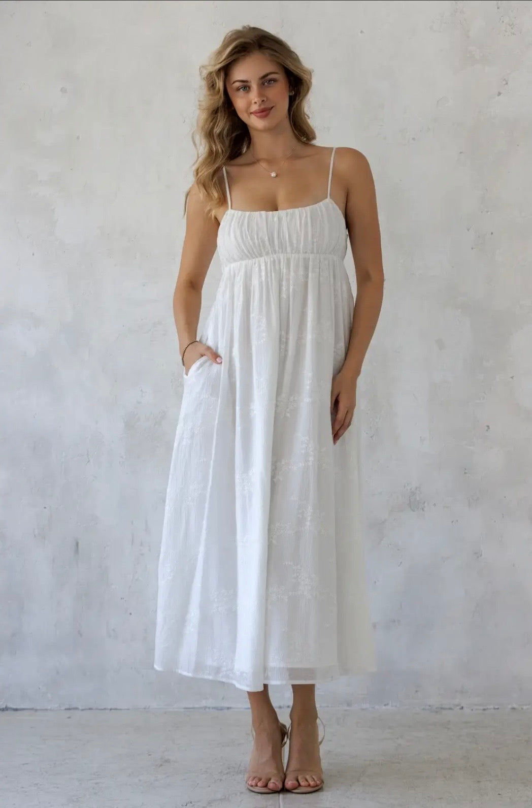 Embroidered Midi Dress