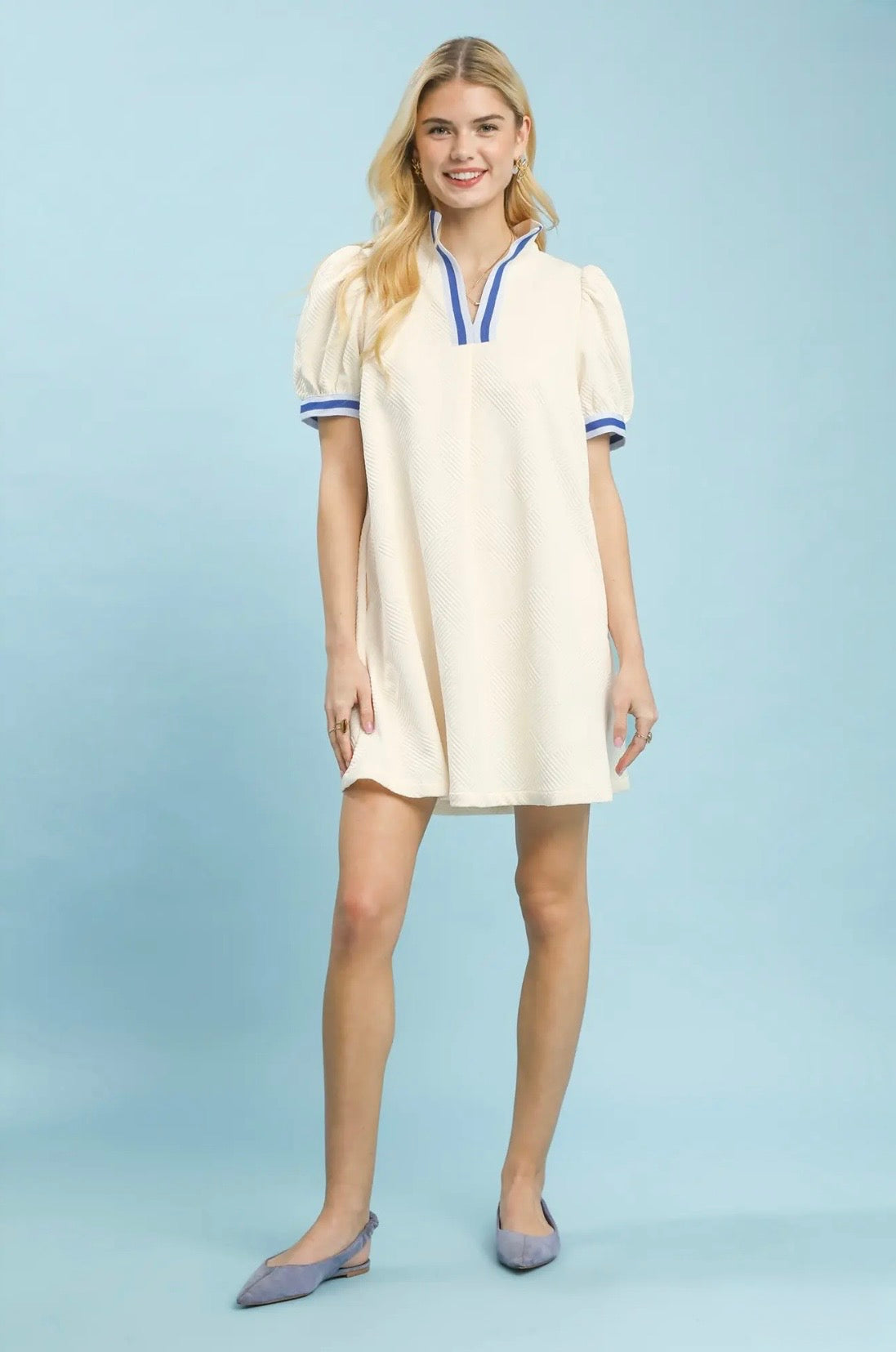 Solid Jacquard Mini Dress