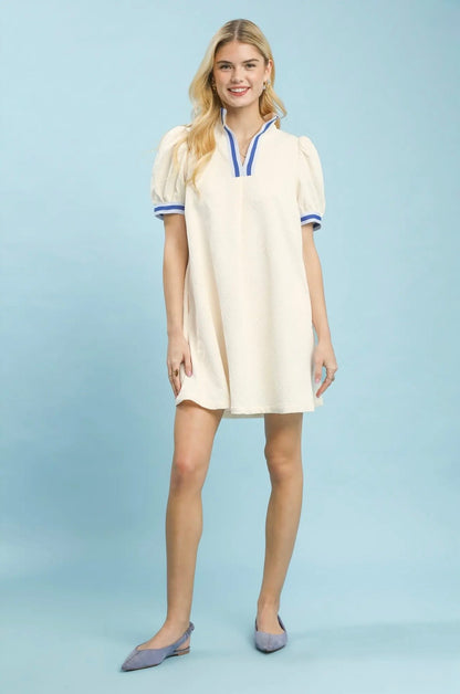 Solid Jacquard Mini Dress