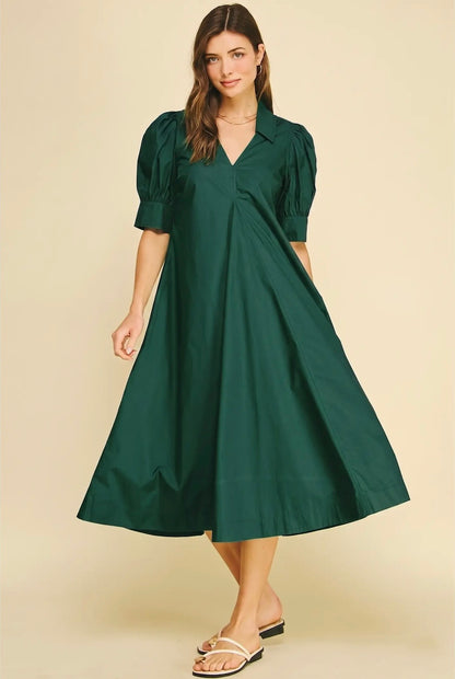Pleated Midi Dress