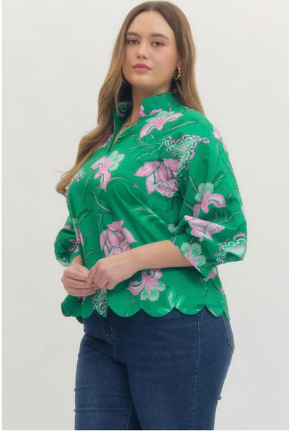 Floral Print Top Curvy