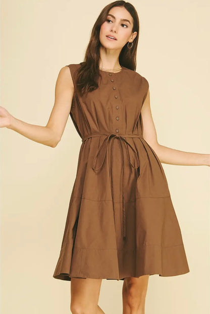 Button Down Sleeveless Mini Dress