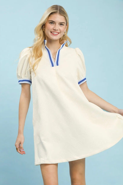 Solid Jacquard Mini Dress