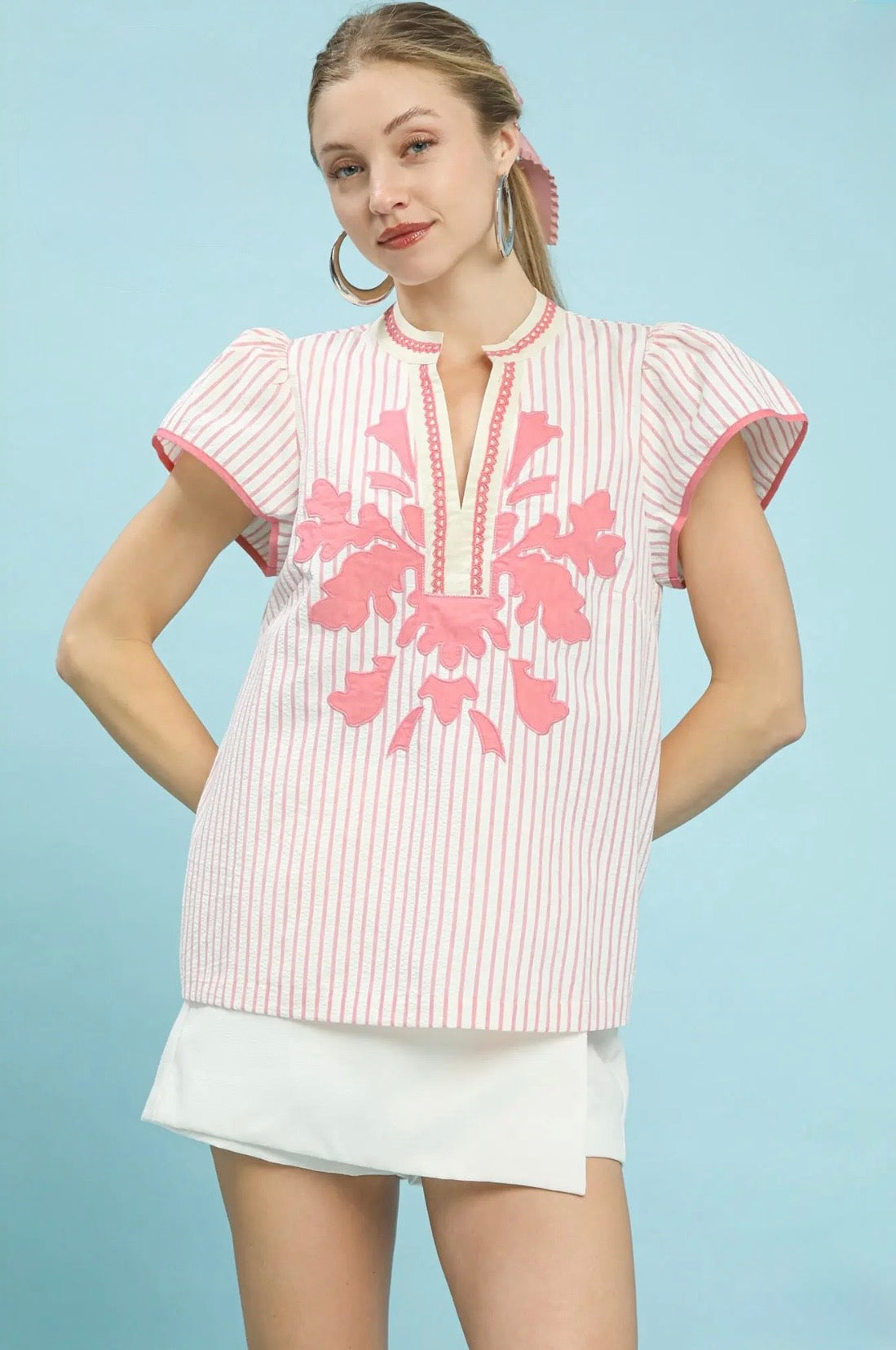 Striped Lace Trim Top
