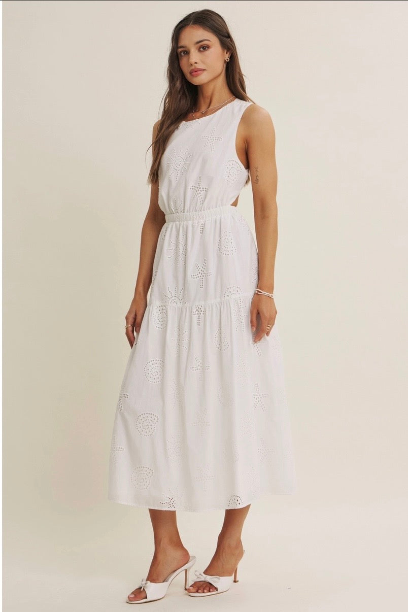 Seashell Eyelet Midi Dress