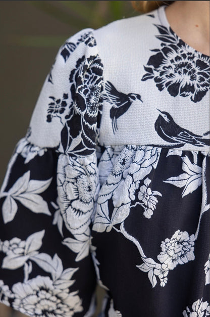 Contrast Floral Jacquard Top